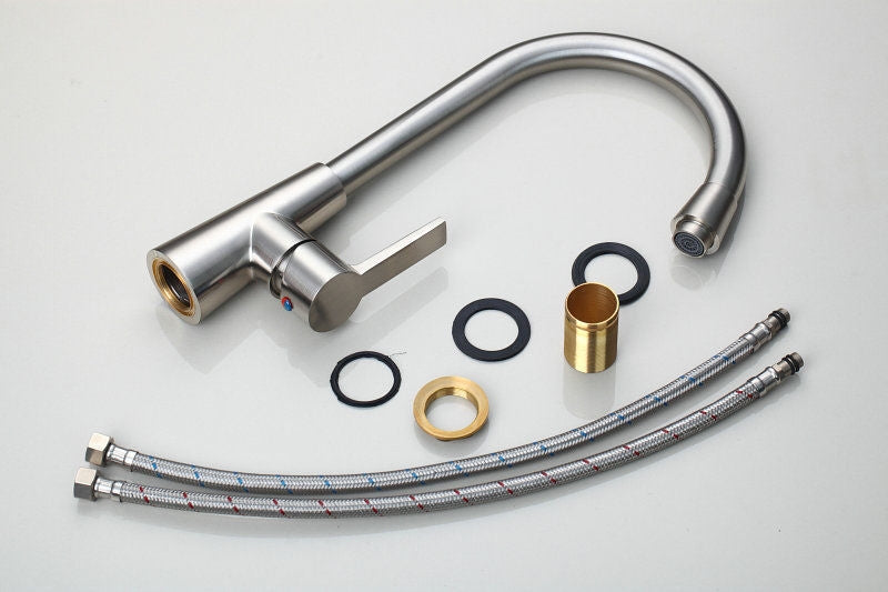 Stylish rotating kitchen faucet in brushed nickel