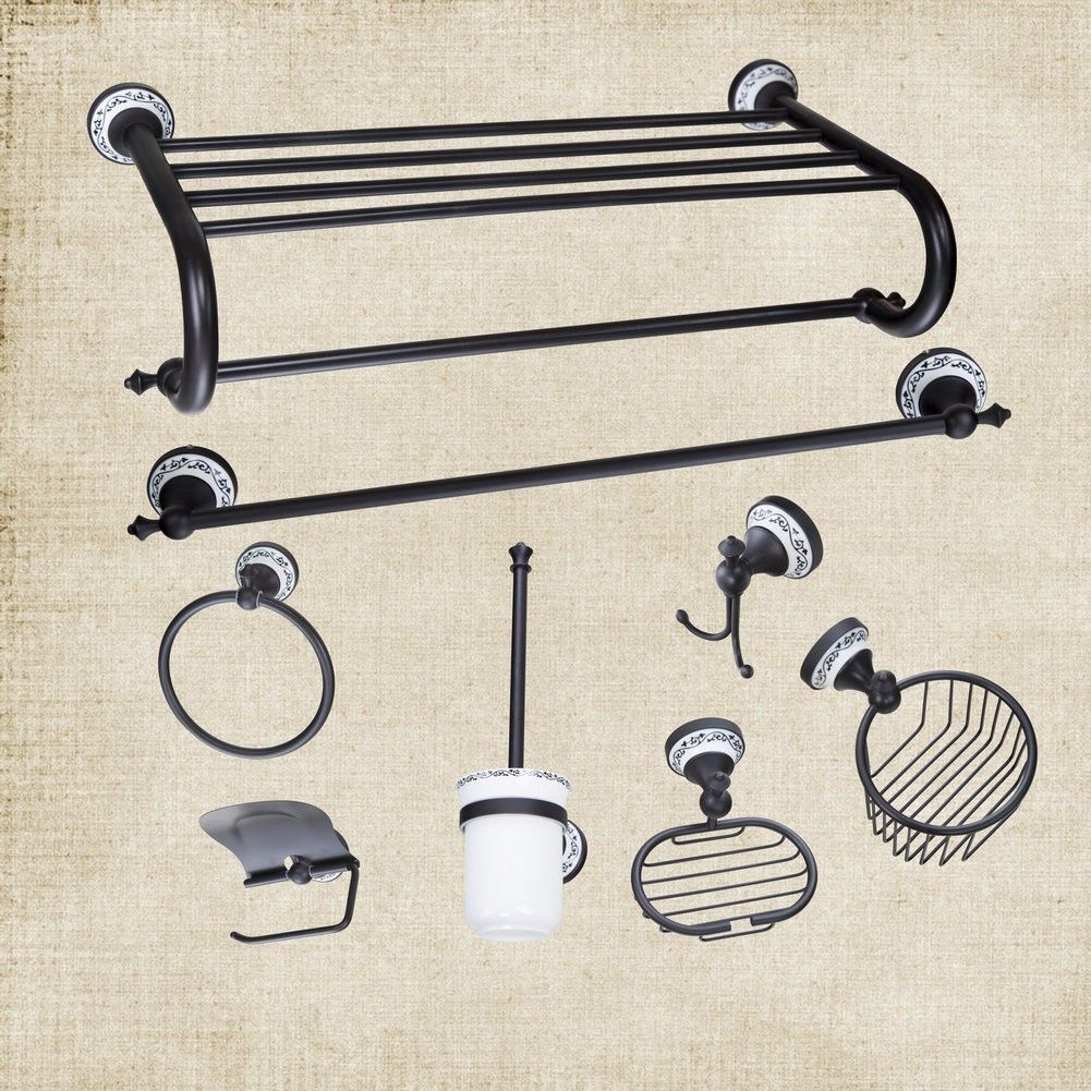 8-piece oil bronze bathroom accessory set