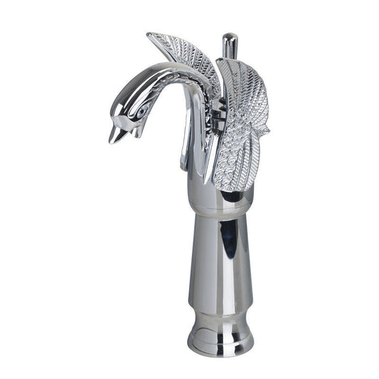 Elegante Chroom Wastafelkraan in de Vorm van een Sierlijke Zwaan