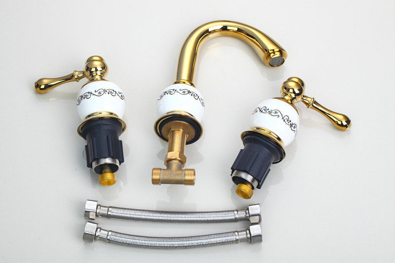 Luxe Goudkleurige Wastafelkraan of Badrandkraan
