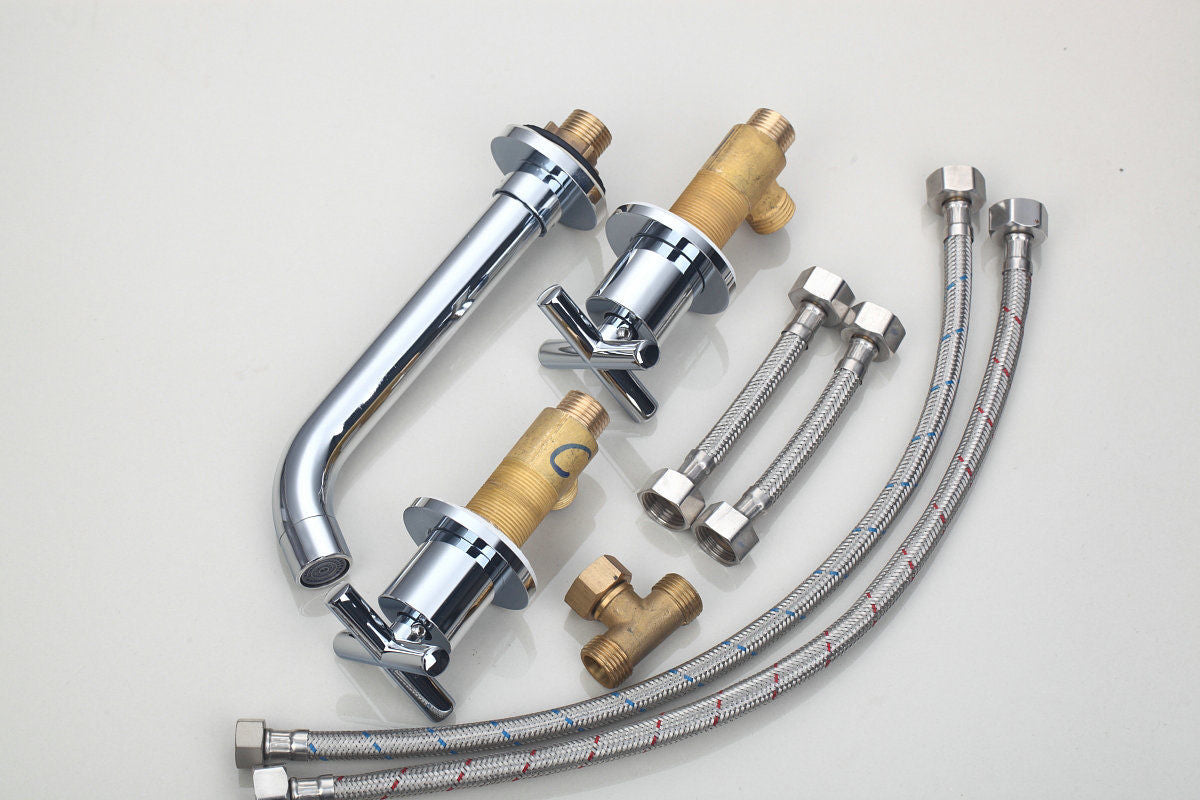 Chrom-Einbau-Waschtischarmatur