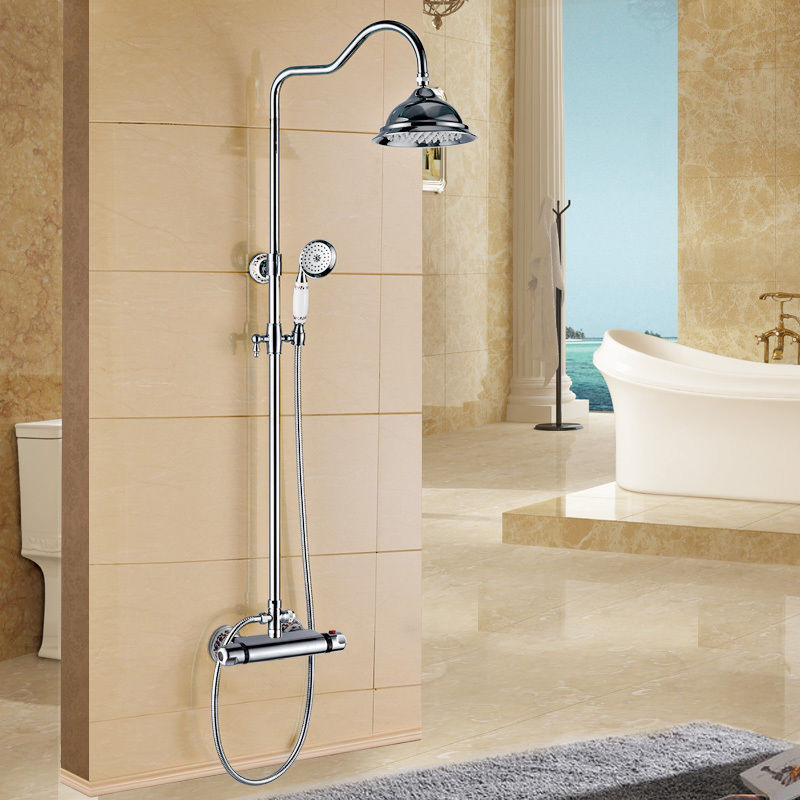 Thermostatic nostalgic chrome shower set