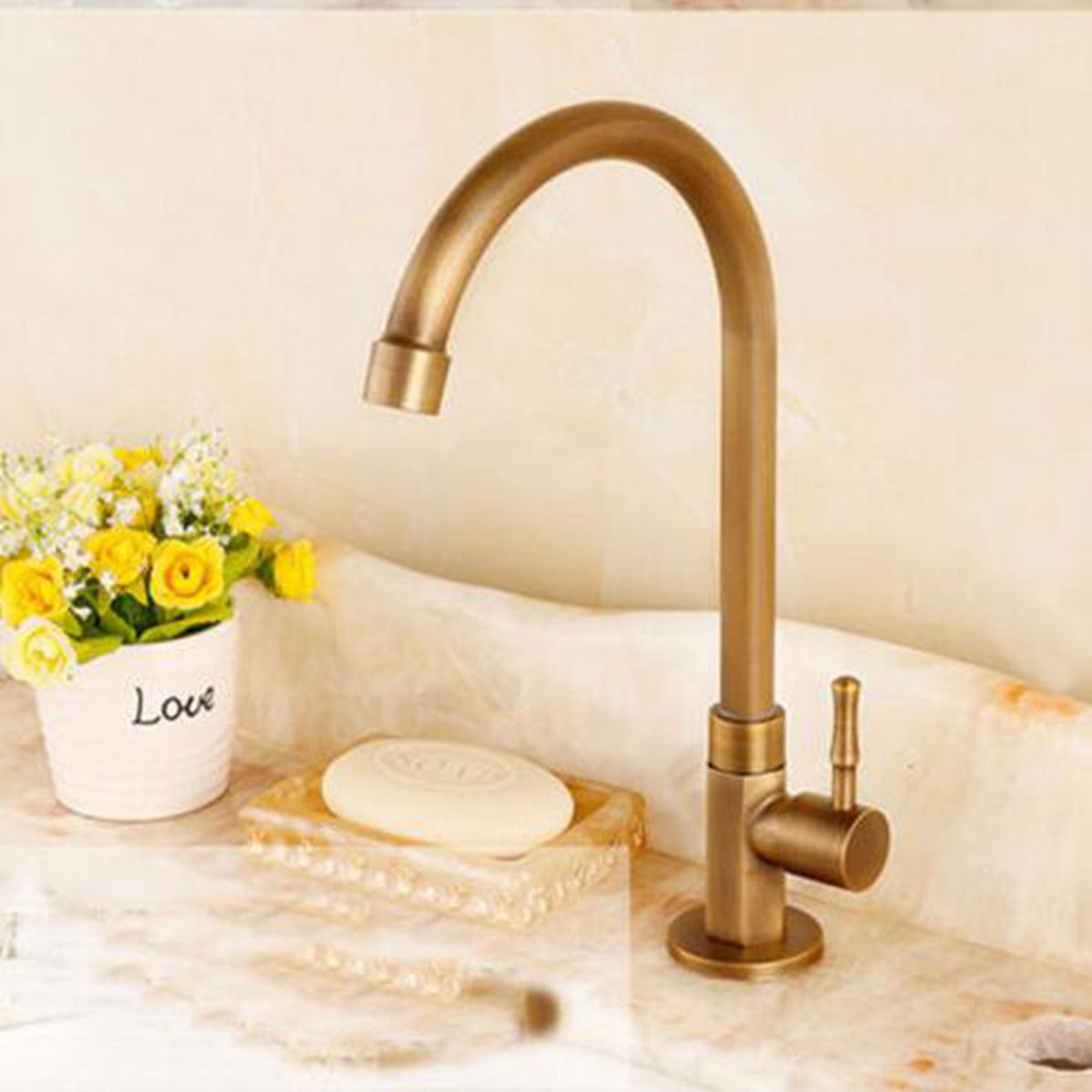 Beautiful high cold water tap with a bronze finish