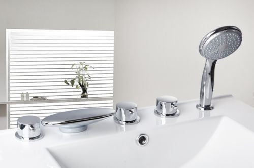 5-teiliger Chrom-Wasserfallhahn zur Montage am Badewannenrand