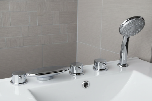 5-teiliger Chrom-Wasserfallhahn zur Montage am Badewannenrand