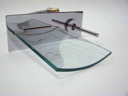 Stabiler verchromter Badewannen-Einbauhahn mit Wasserfall-Wasserhahn mit Glasöffnung