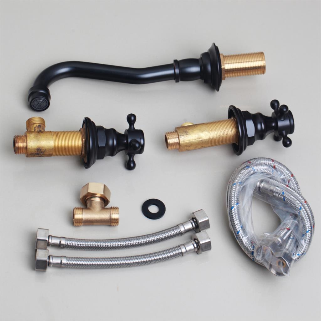 3-teiliger Wandhahn aus Ölbronze