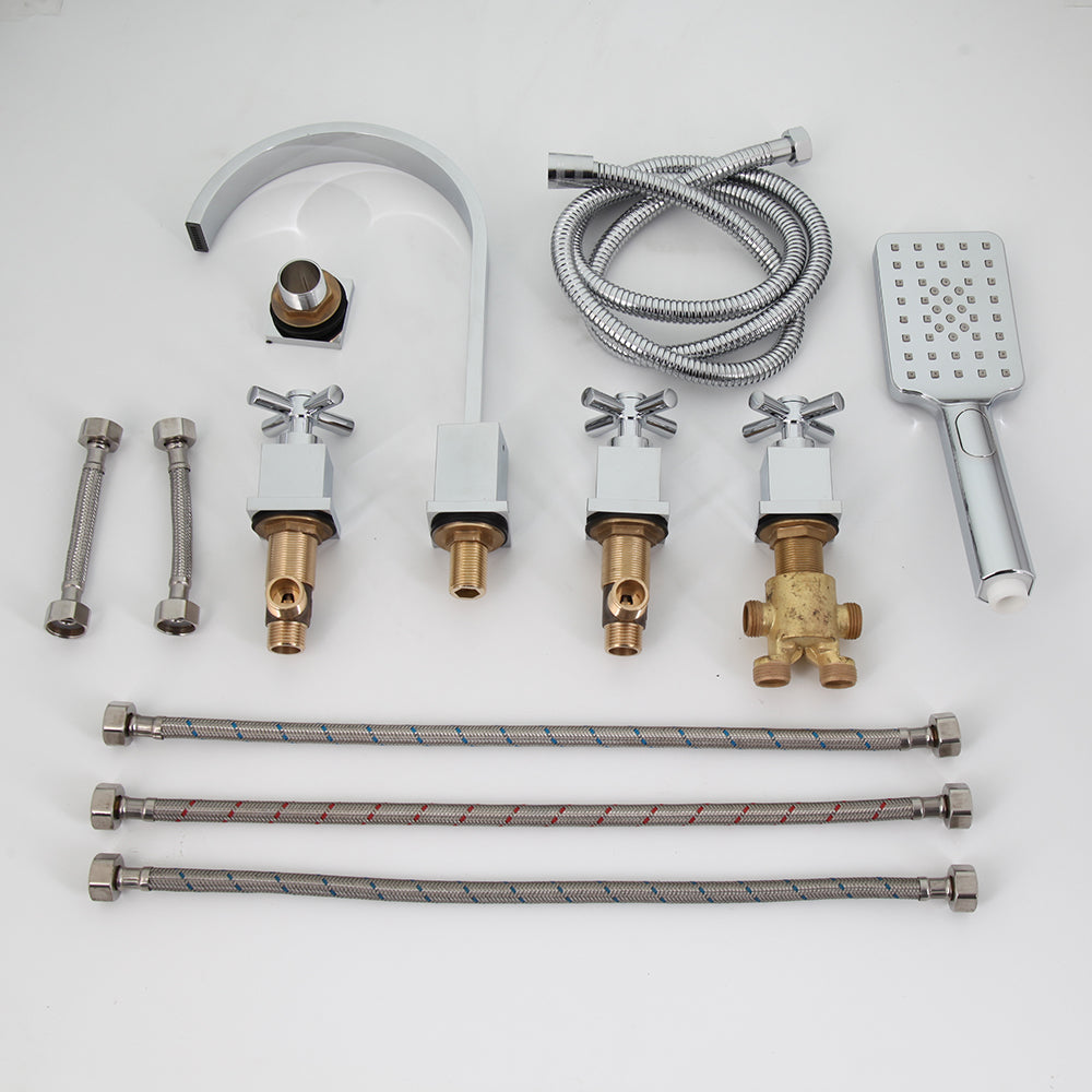 5-teilige Wannenarmatur zur Wannenrandmontage, Chrom