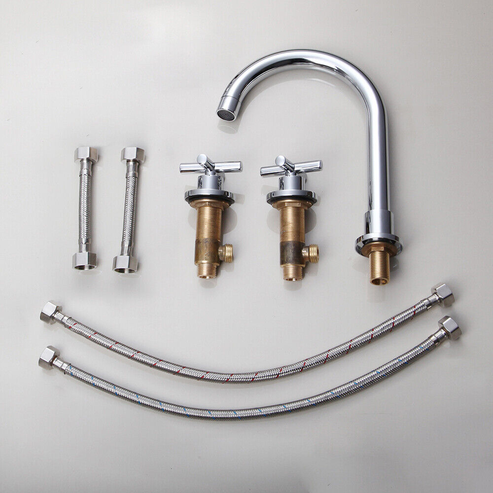 Elegant 3-piece surface-mounted chrome mixer tap