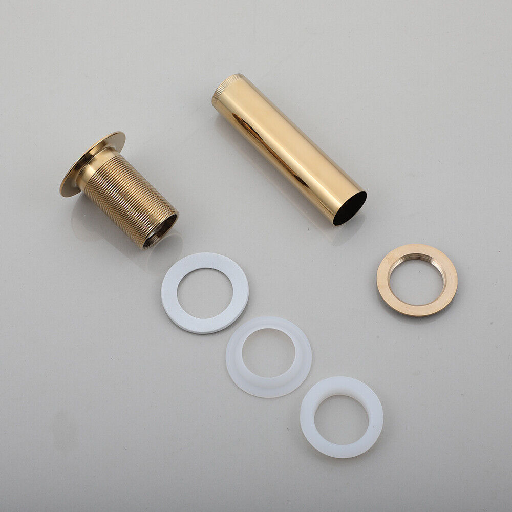 Gold-colored washbasin drain not closable