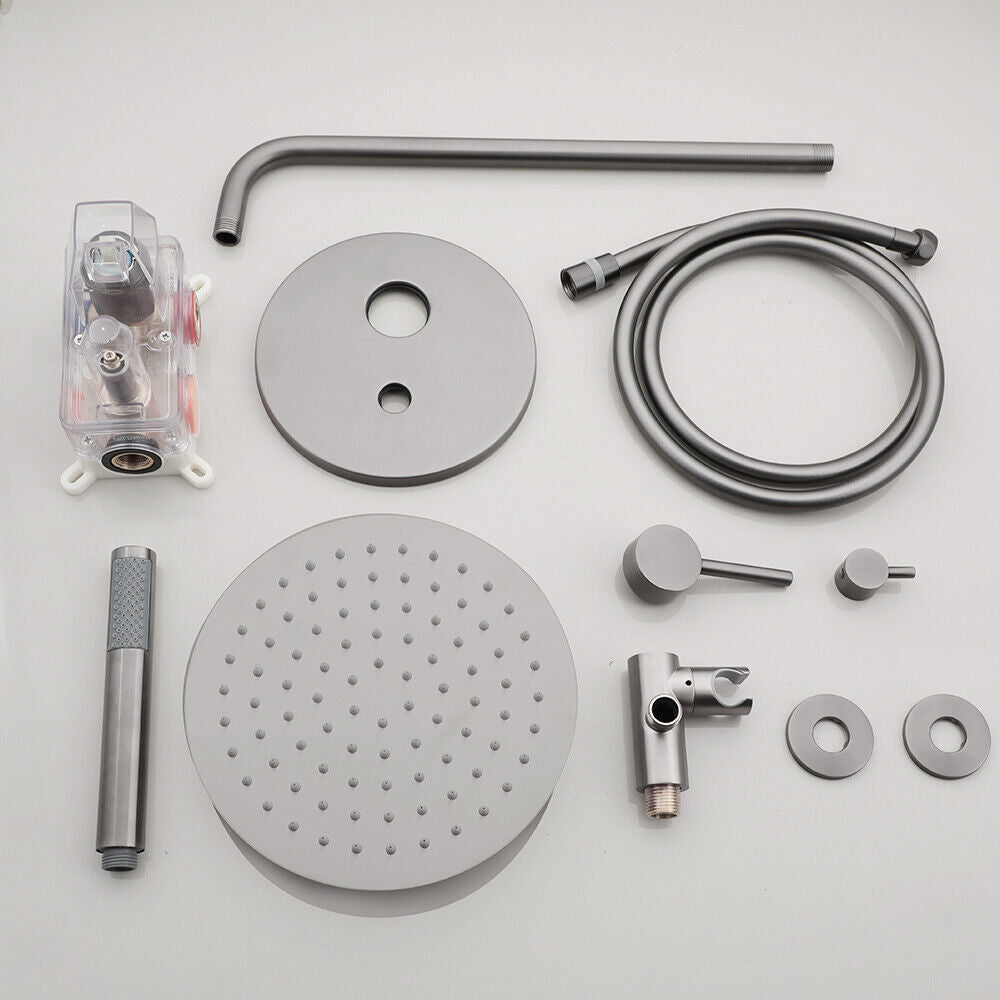 Gun metal built-in rain shower with hand shower