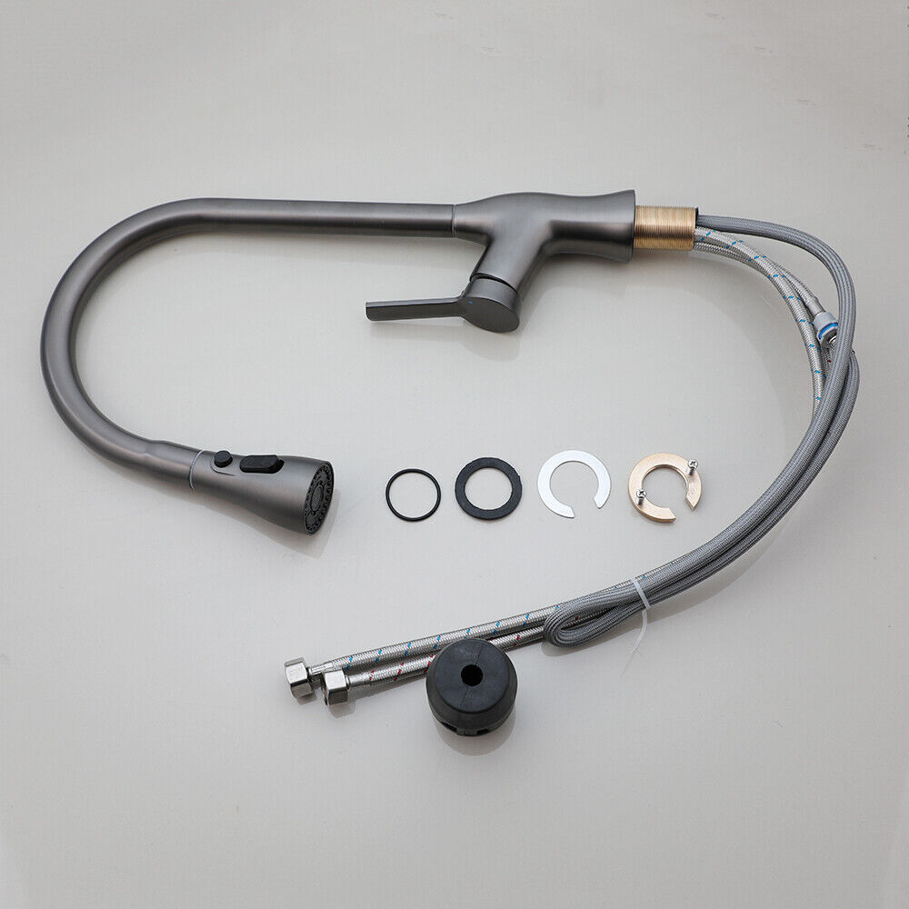 Kitchen faucet gun metal with pull-out spray head