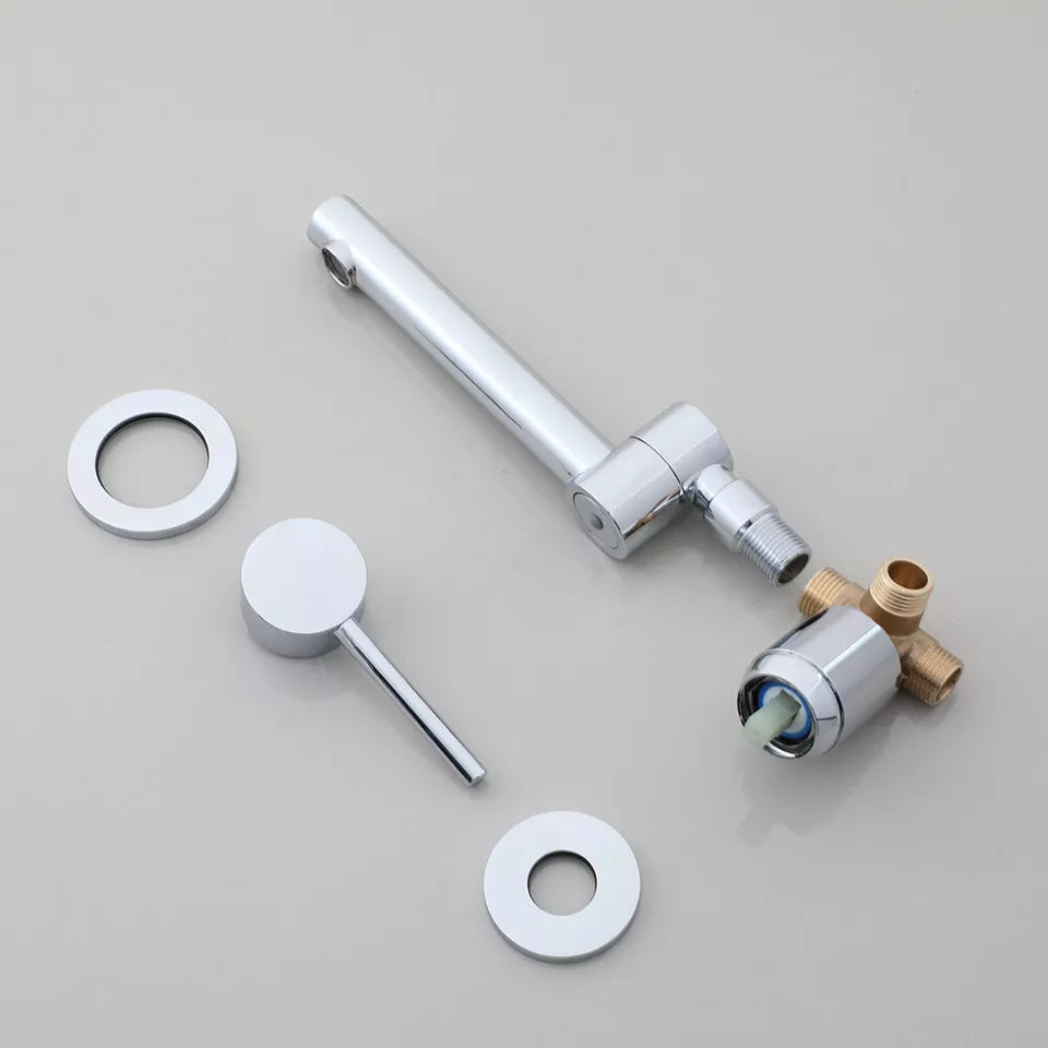 Chrome Swivel Wall Tap - Mixer Tap for Hot and Cold Water