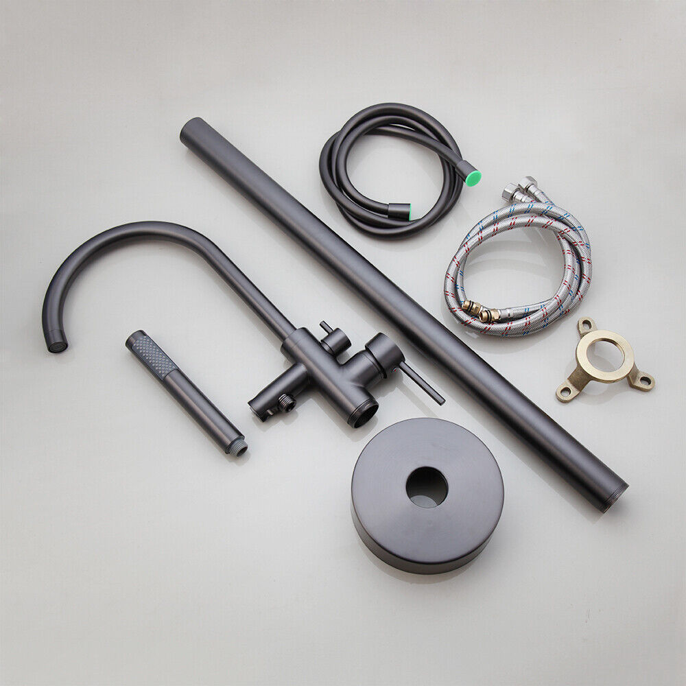 Gun metal standing bath tap with hand shower