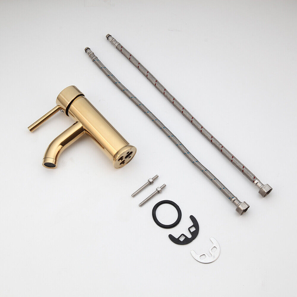 Shiny gold washbasin tap