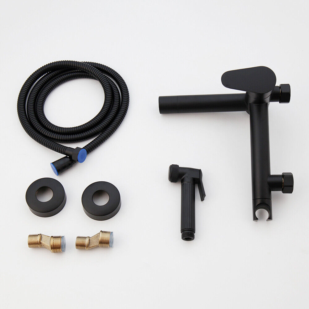 Schwarzer Badewannenhahn mit Bidetbrause-Mischbatterie