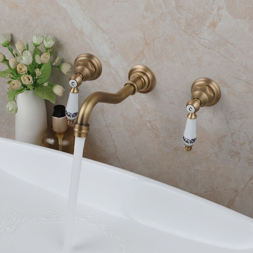 Bronze-colored nostalgic built-in washbasin tap