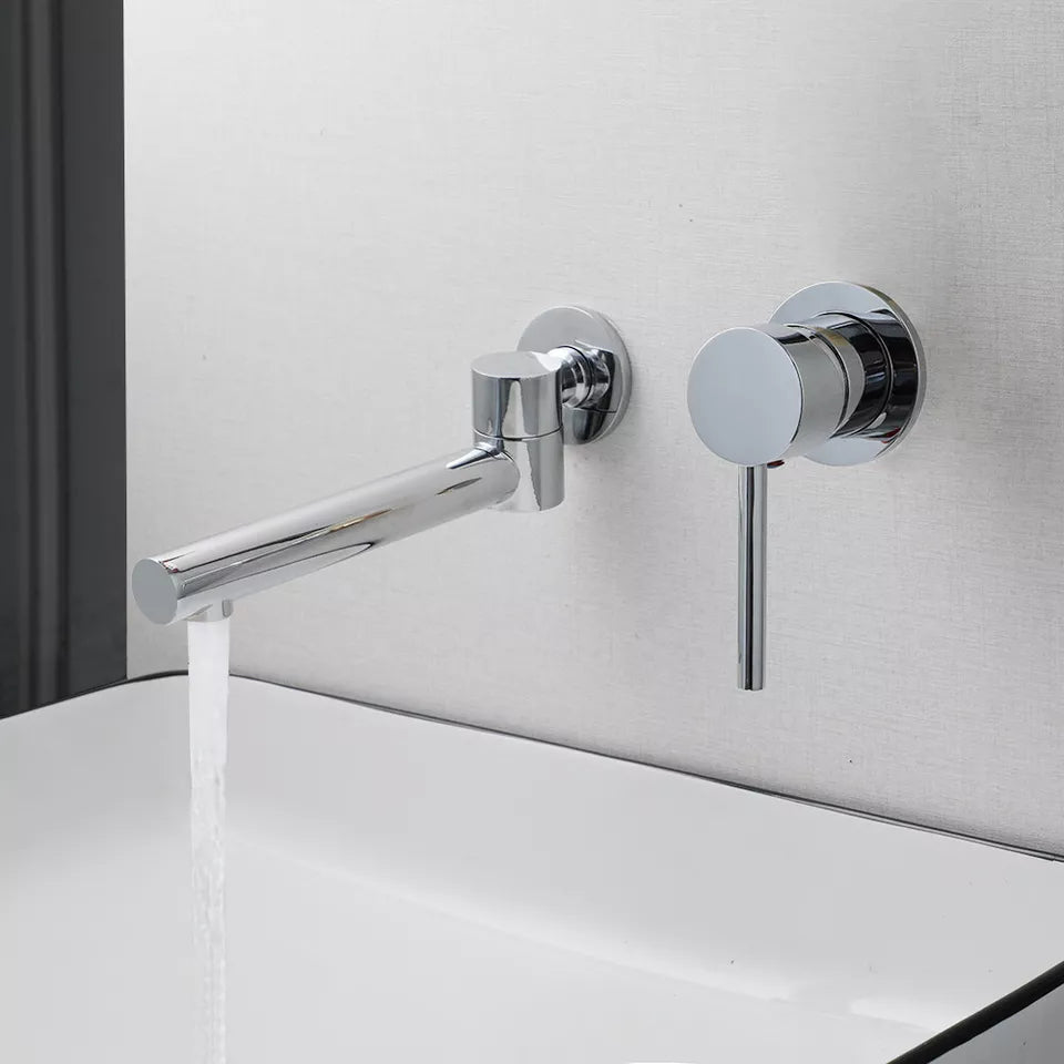 Chrome Swivel Wall Tap - Mixer Tap for Hot and Cold Water