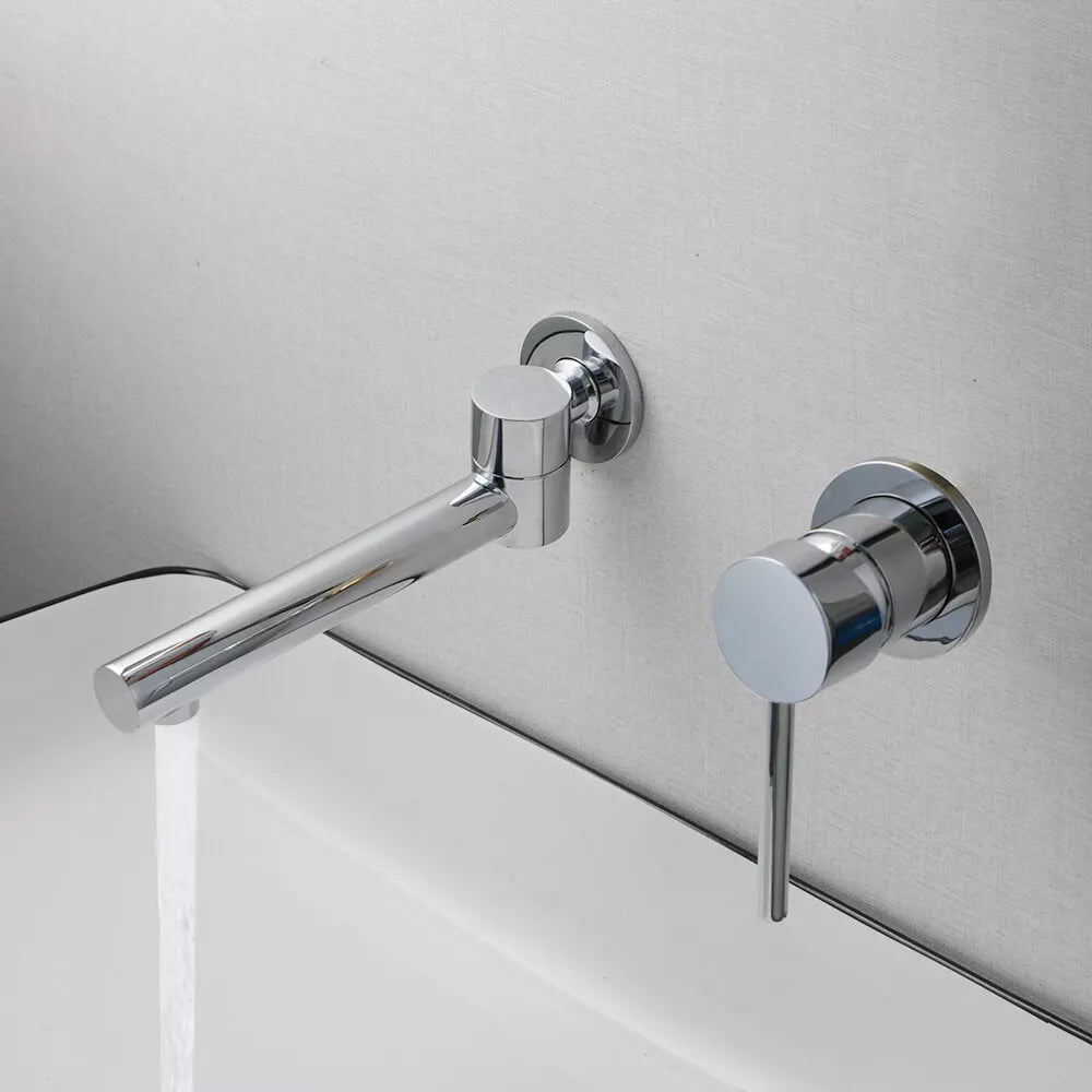 Chrome Swivel Wall Tap - Mixer Tap for Hot and Cold Water