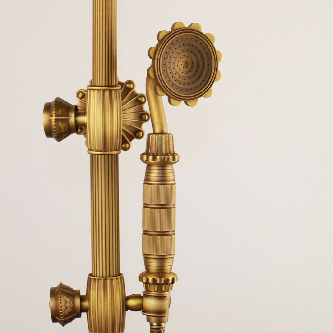 Elegant bronze-colored surface-mounted shower