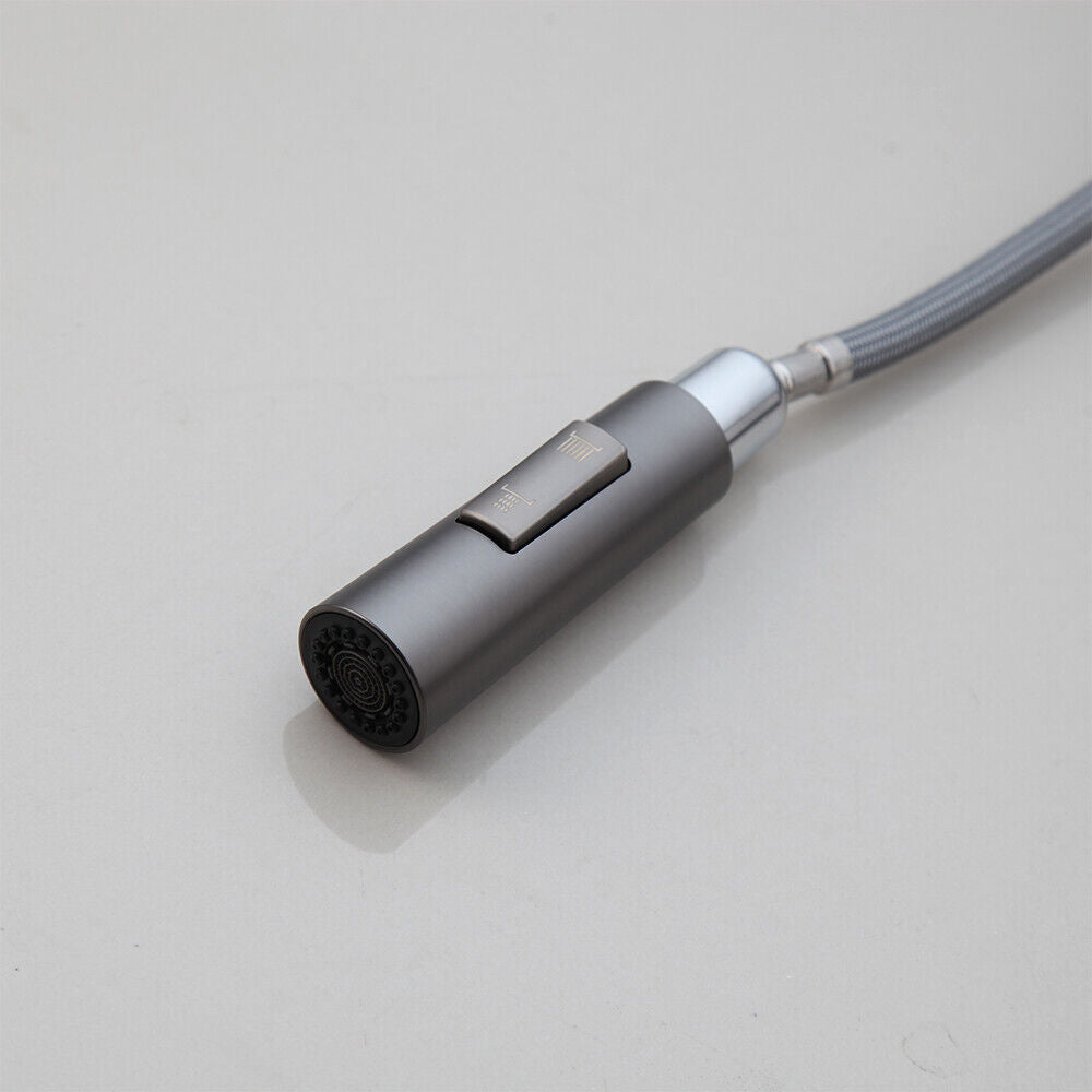Elegante Gun Metal keukenkraan met uittrekbare sproeikop