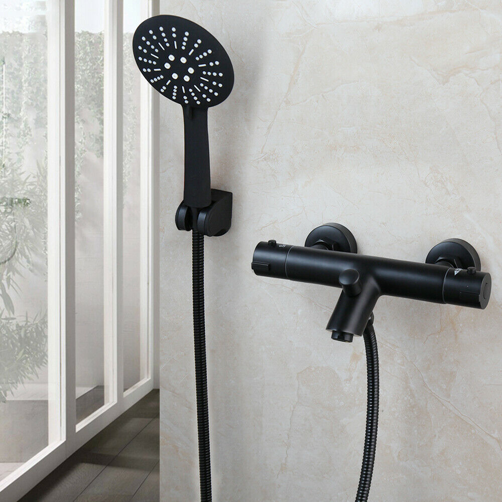 Thermostatic black bath tap