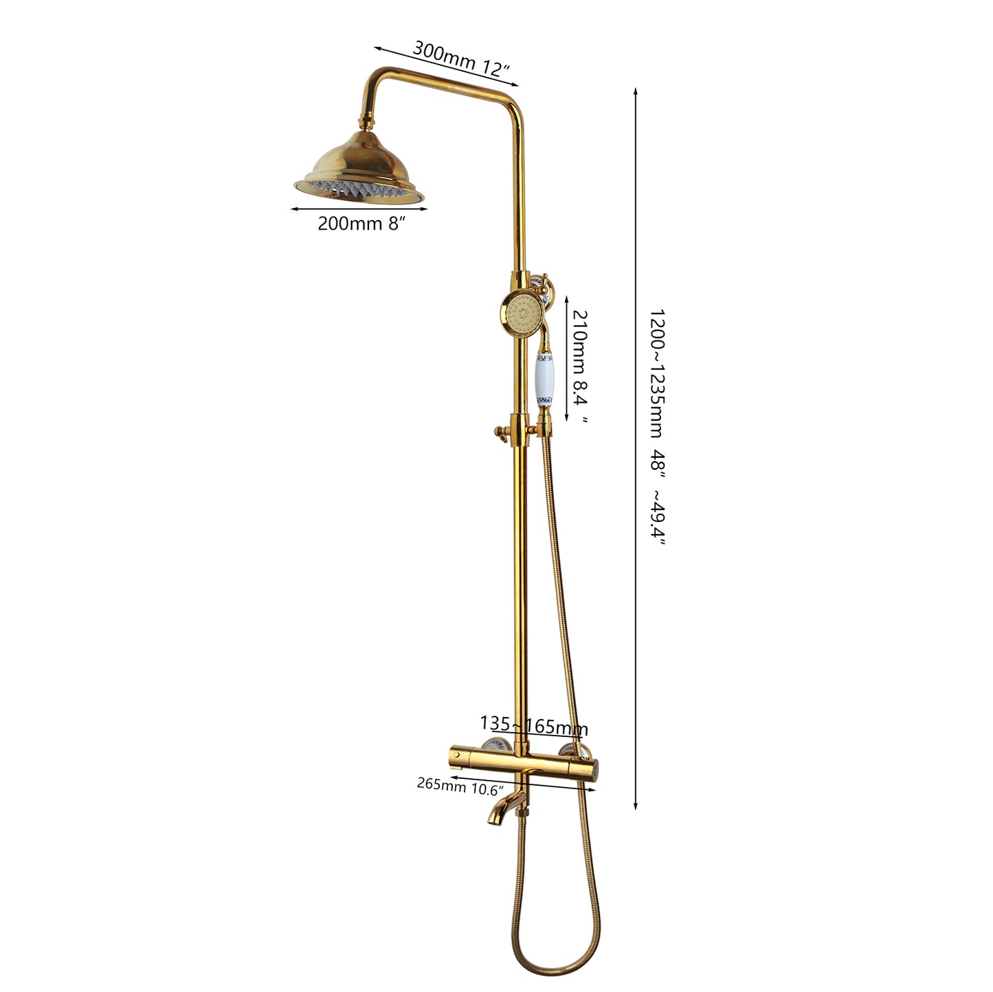 Luxuriöses Thermostat-Duschset in Gold