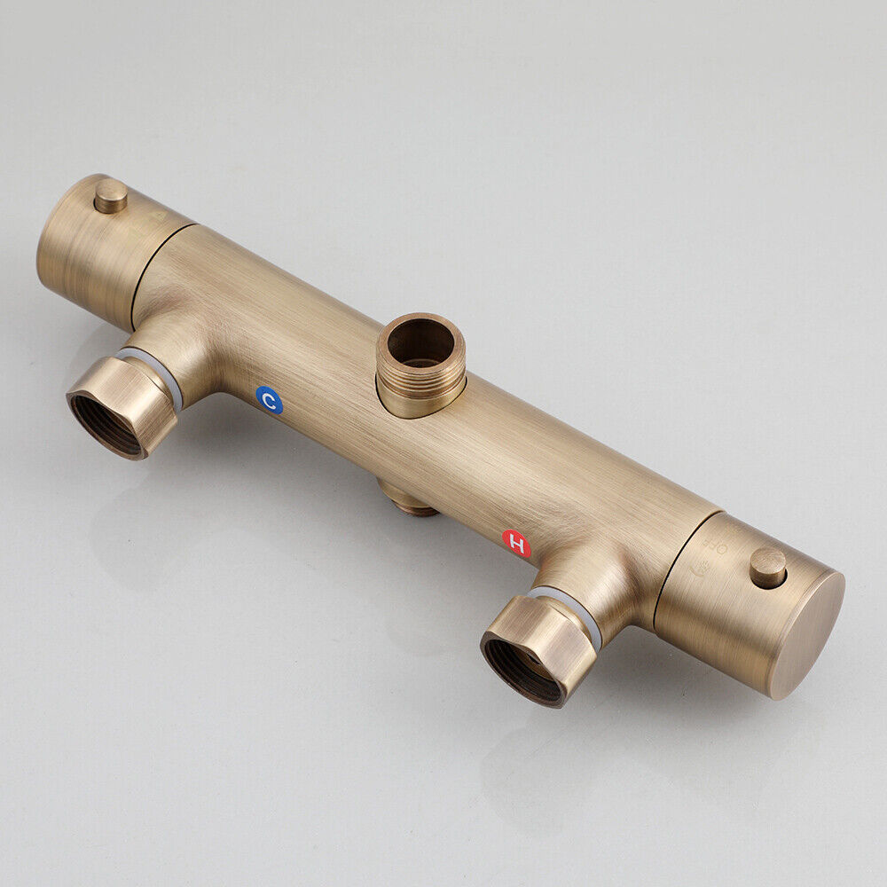 Nostalgische thermostatische bronzefarbene Regendusche