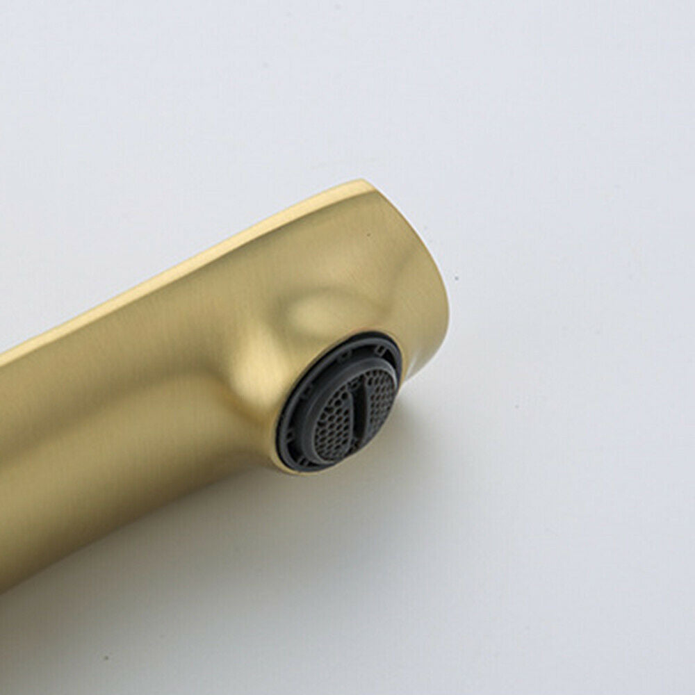 Brushed gold washbasin tap