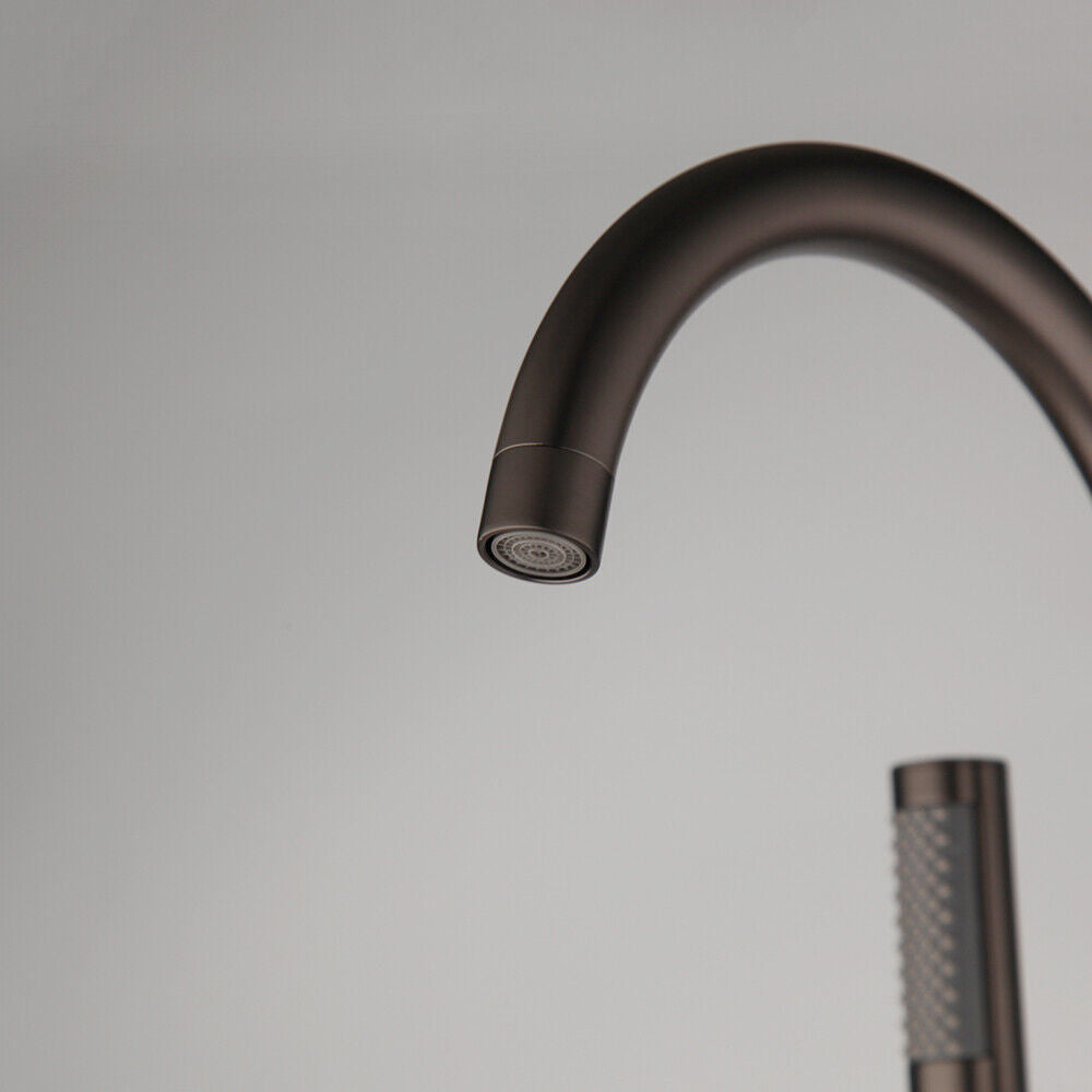 Gun metal standing bath tap with hand shower