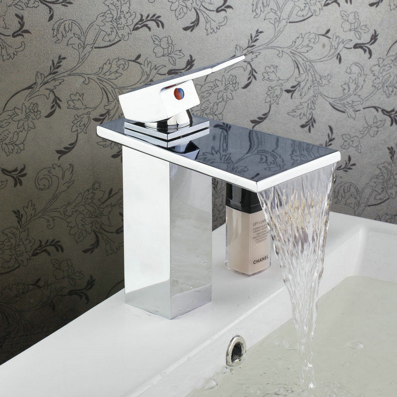 Chrome waterfall mixer tap