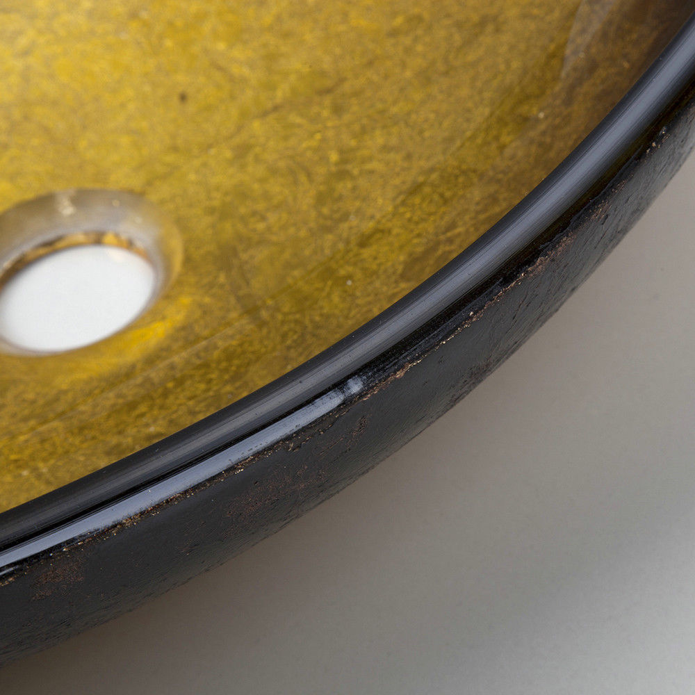 Goud bruine ovale opbouw waskom van gehard glas