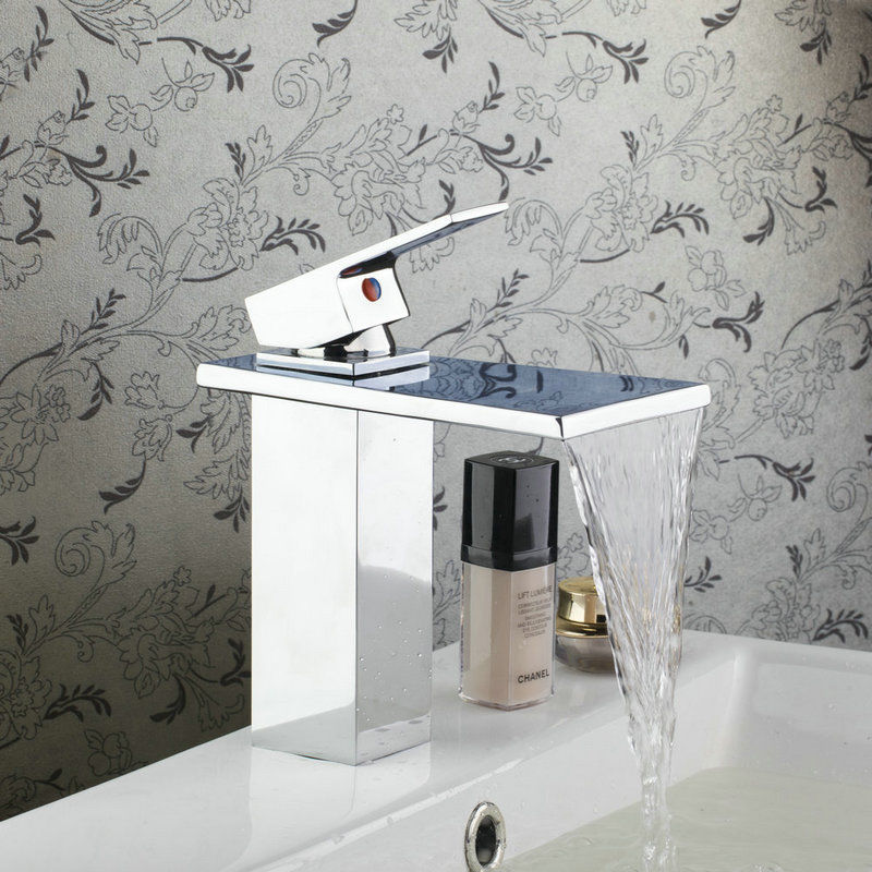 Chrome waterfall mixer tap