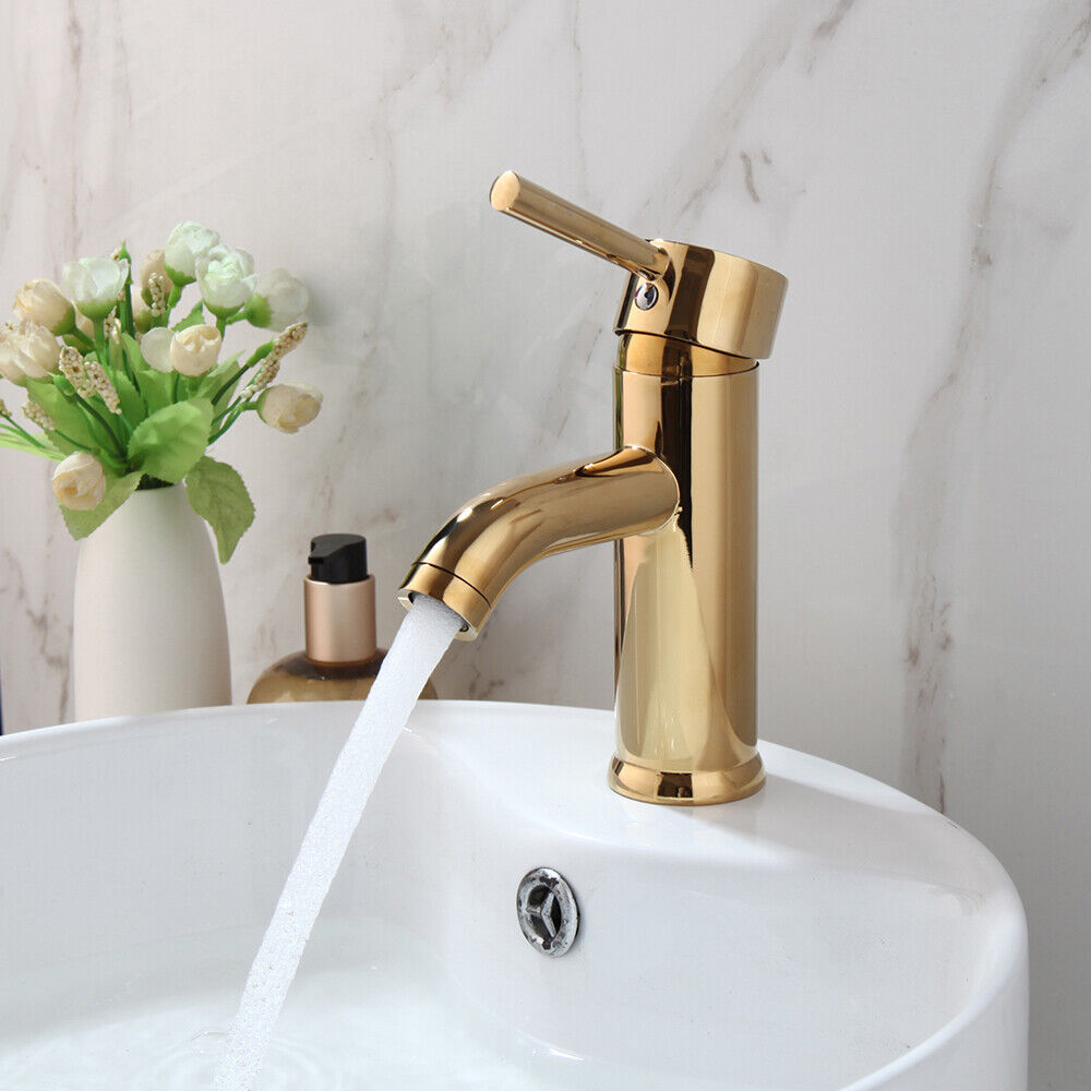 Shiny gold washbasin tap