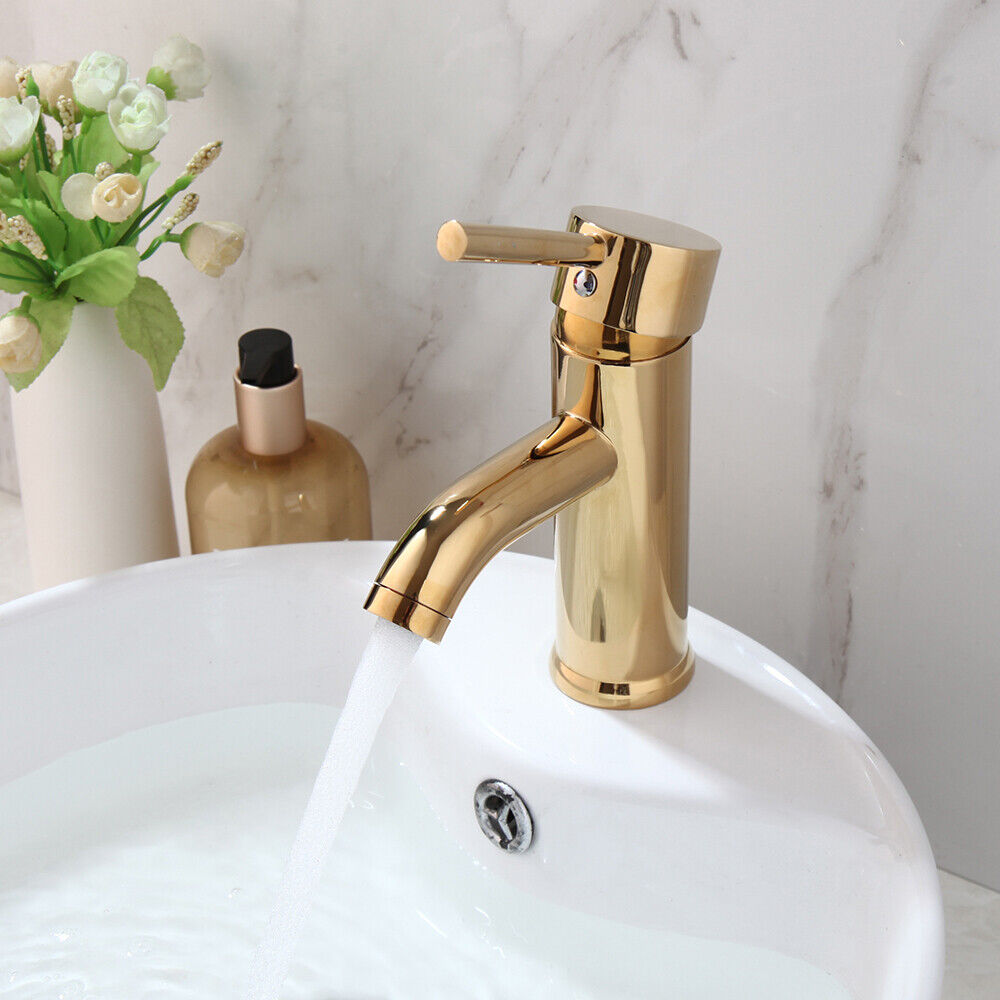 Shiny gold washbasin tap