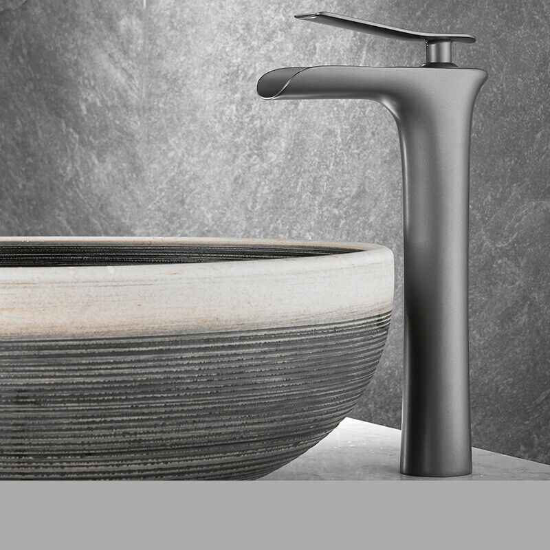 Gun metal waterfall mixer tap