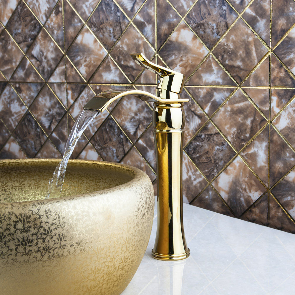 Golden waterfall faucet