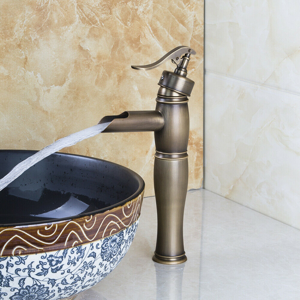 Bronze colored waterfall mixer tap