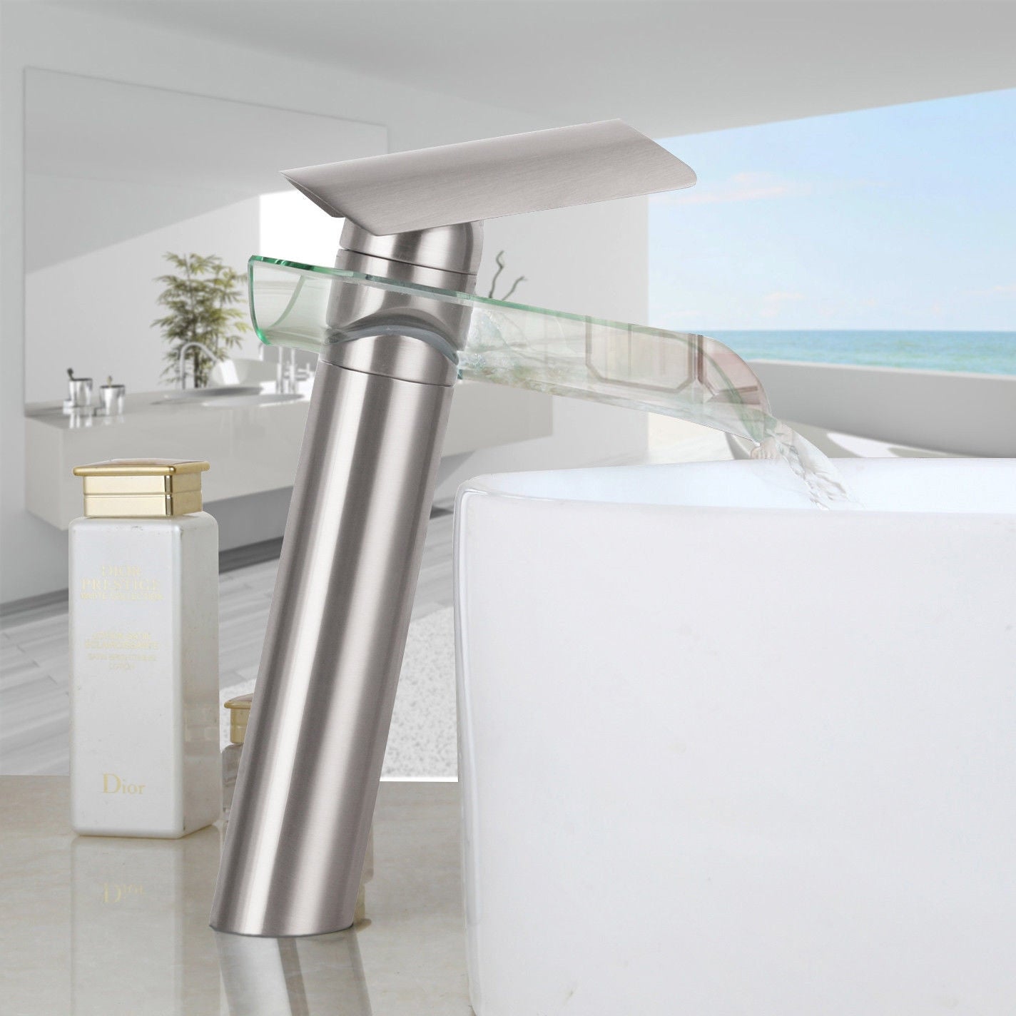 Wasserfall-Mischbatterie Nickel gebürstet