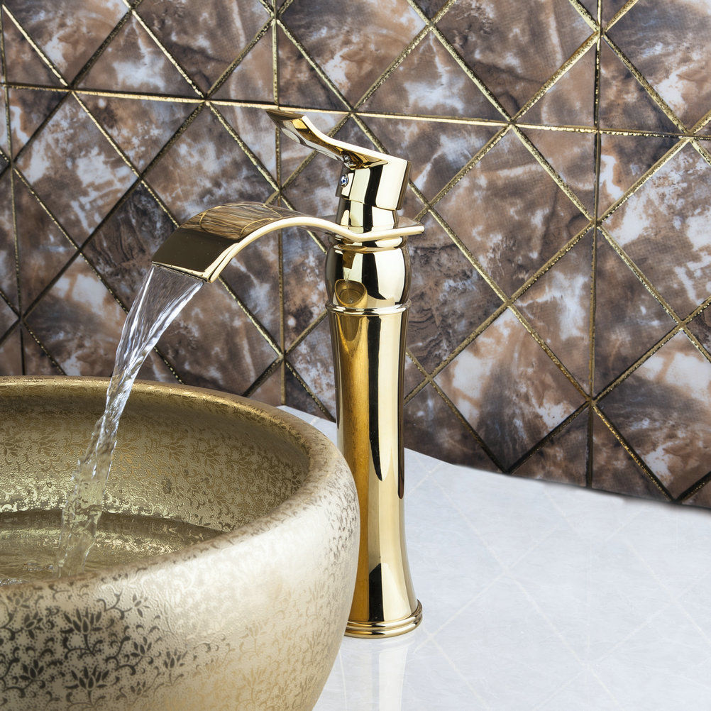 Golden waterfall faucet