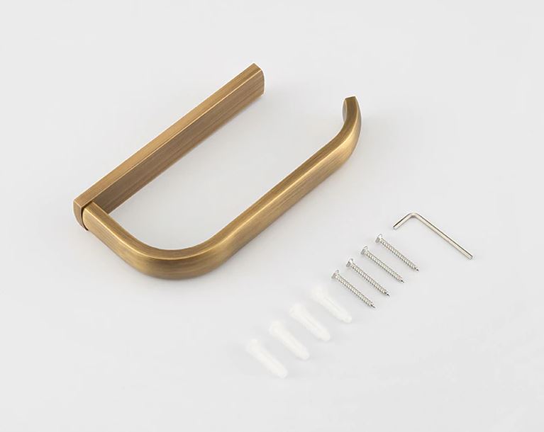 bronze-colored toilet roll holder
