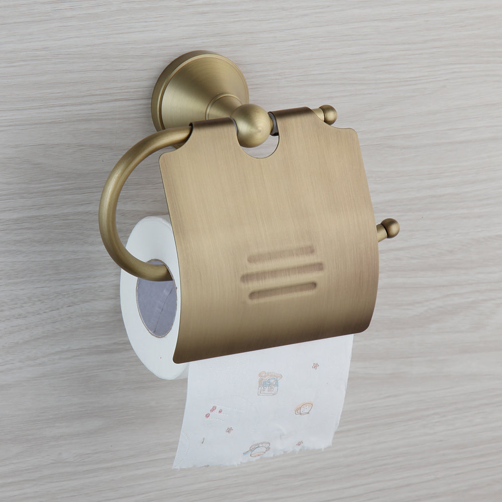 WC rol houder brons antiek uitvoering