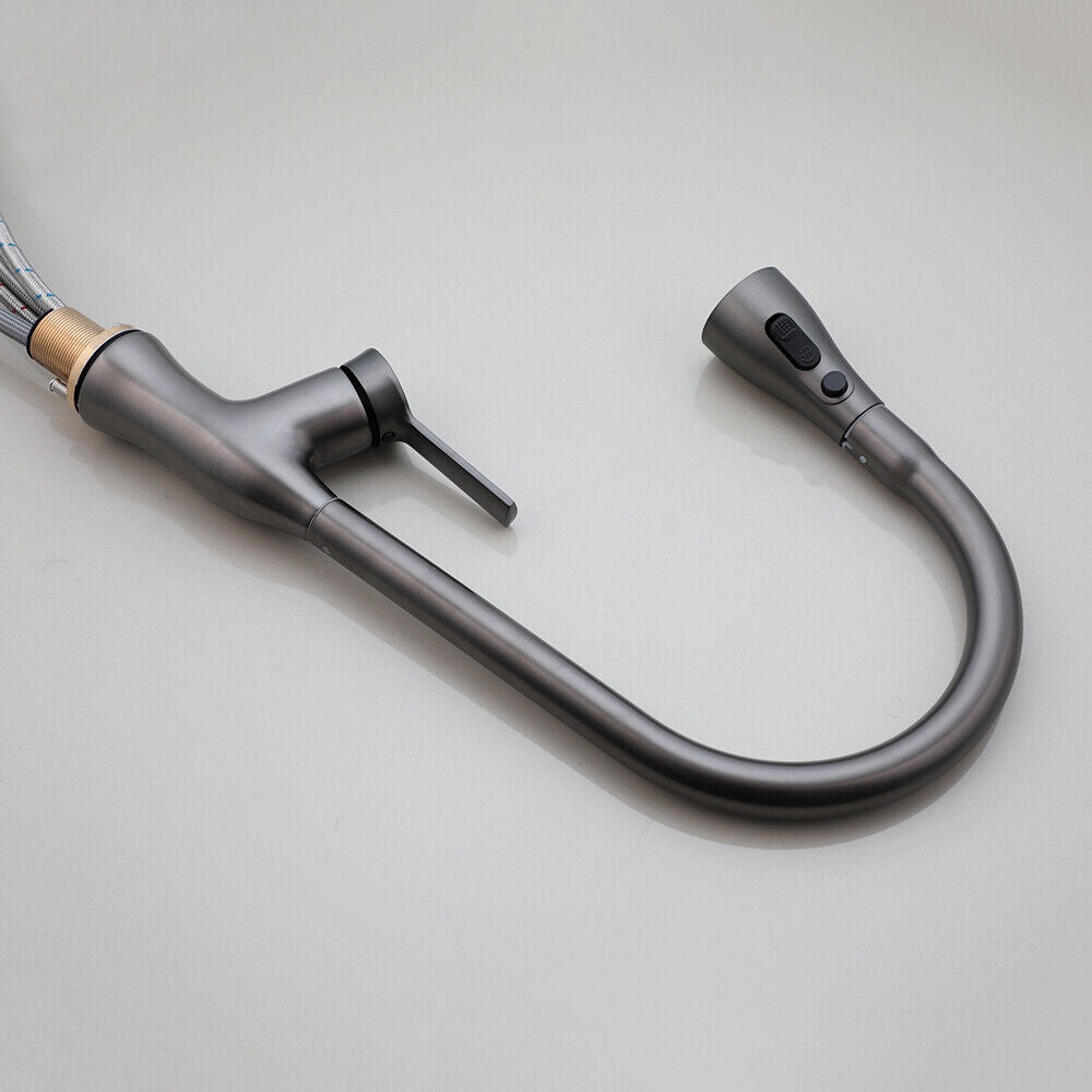 Kitchen faucet gun metal with pull-out spray head