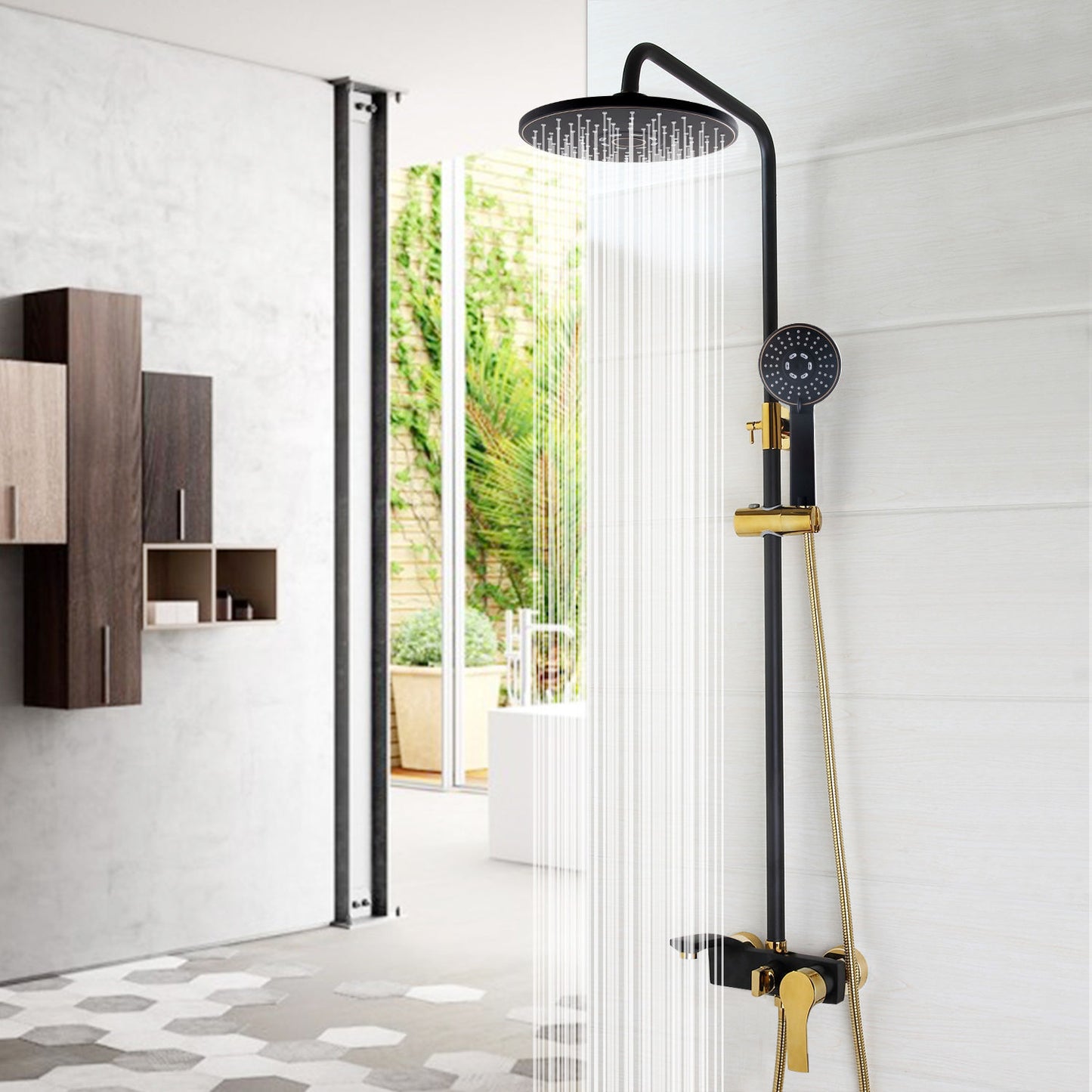 Black and gold rain shower