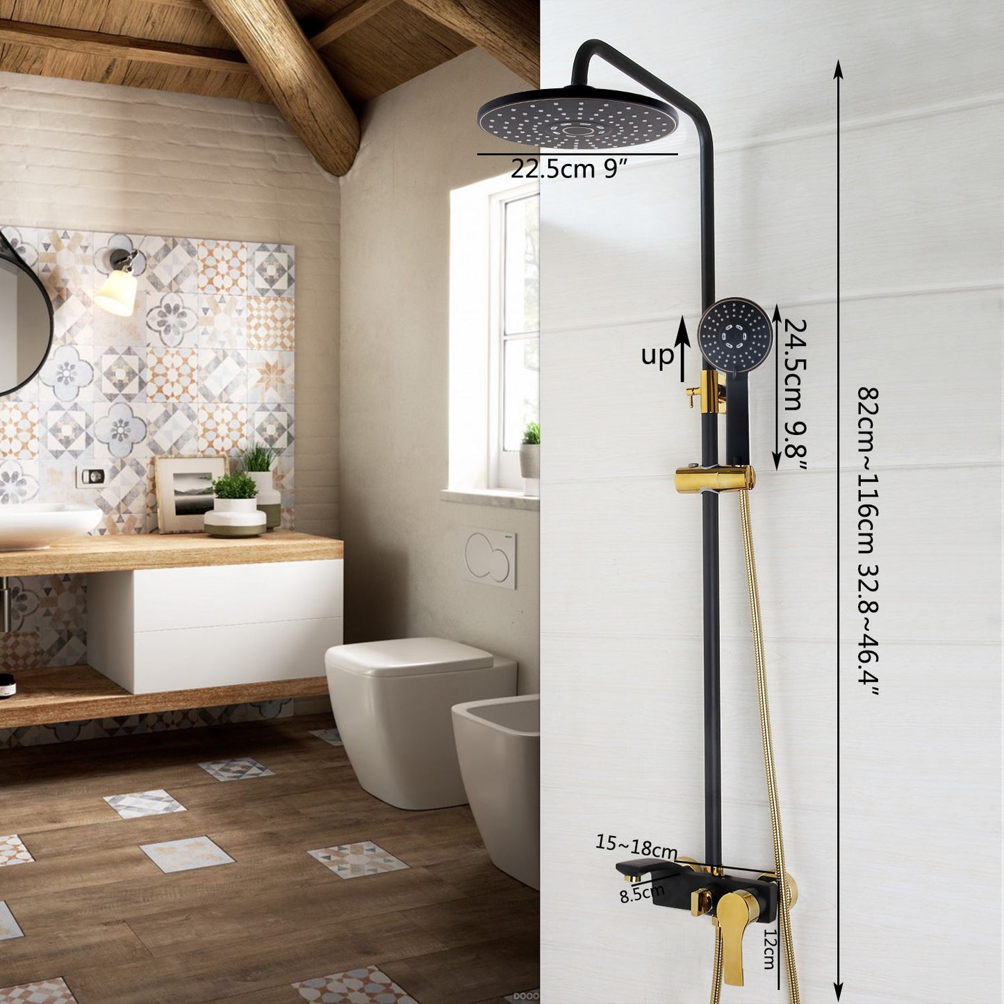 Black and gold rain shower