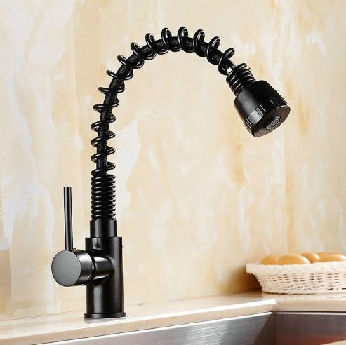Kitchen faucet black swivel retro