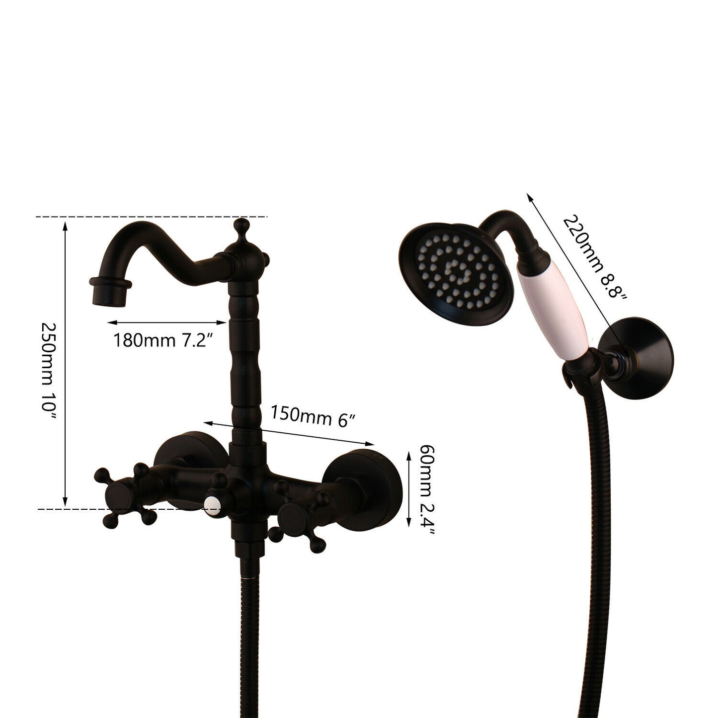 Matt black tap with hand shower