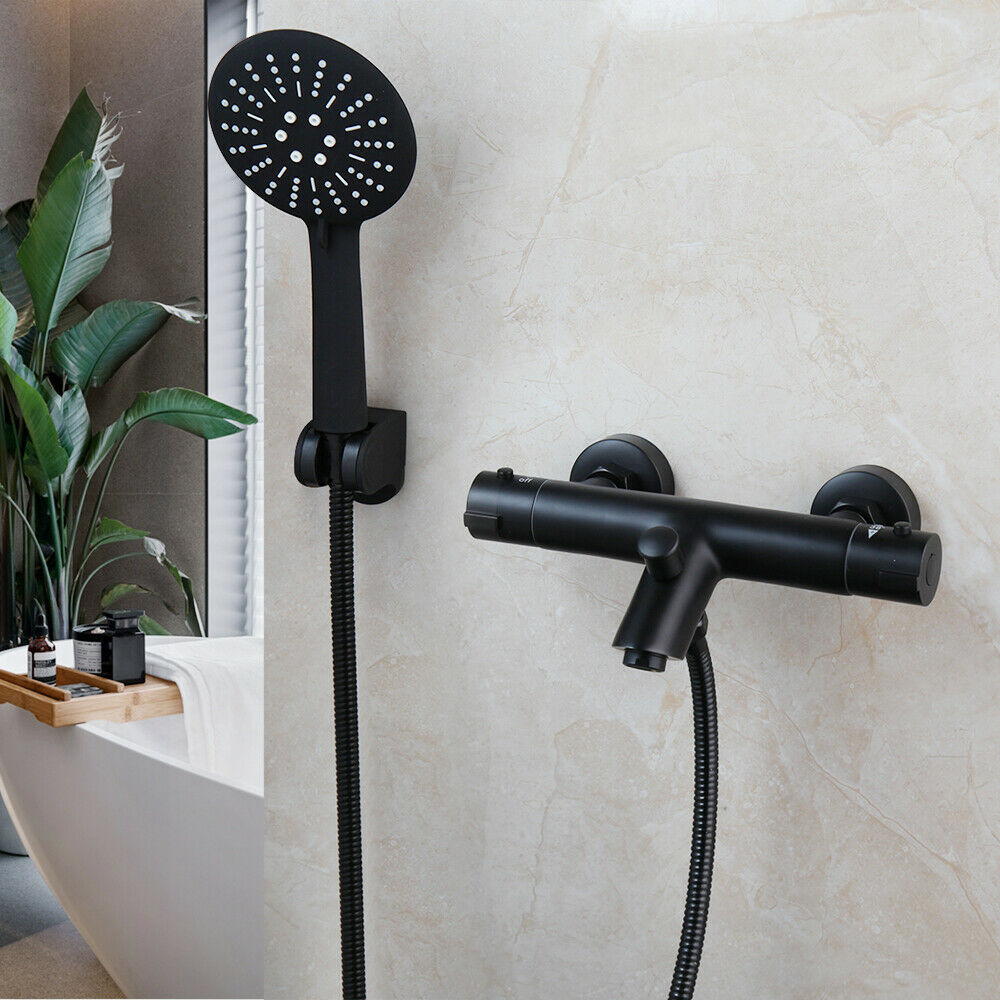 Thermostatic black bath tap