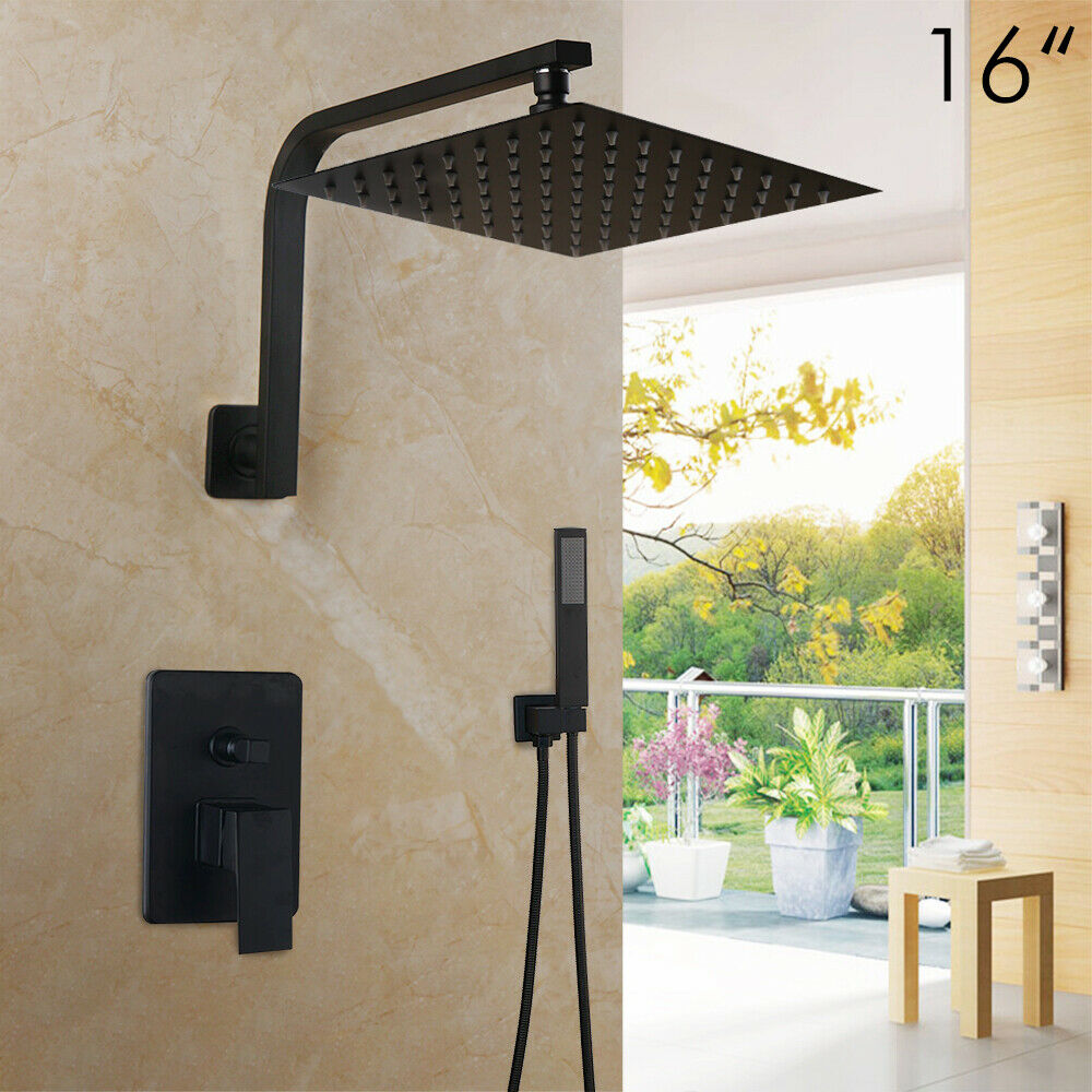 Black built-in shower