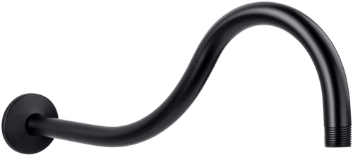 Black curved shower arm with shower head